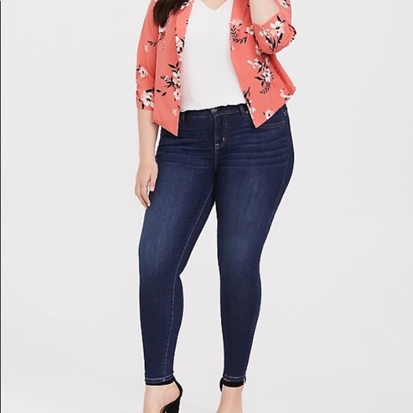 Torrid coral floral crepe blazer - Picture 2 of 5